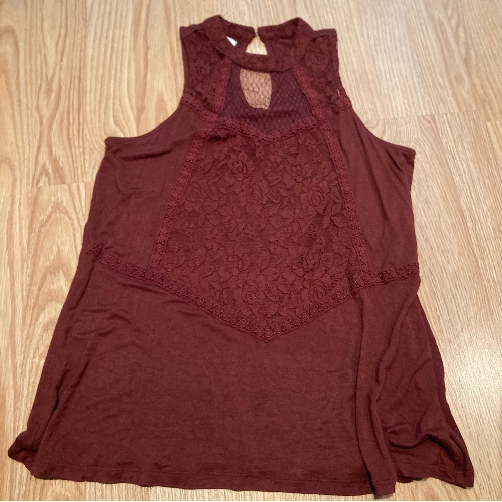 Maurices high neck‎ swiss dot lace tank Small